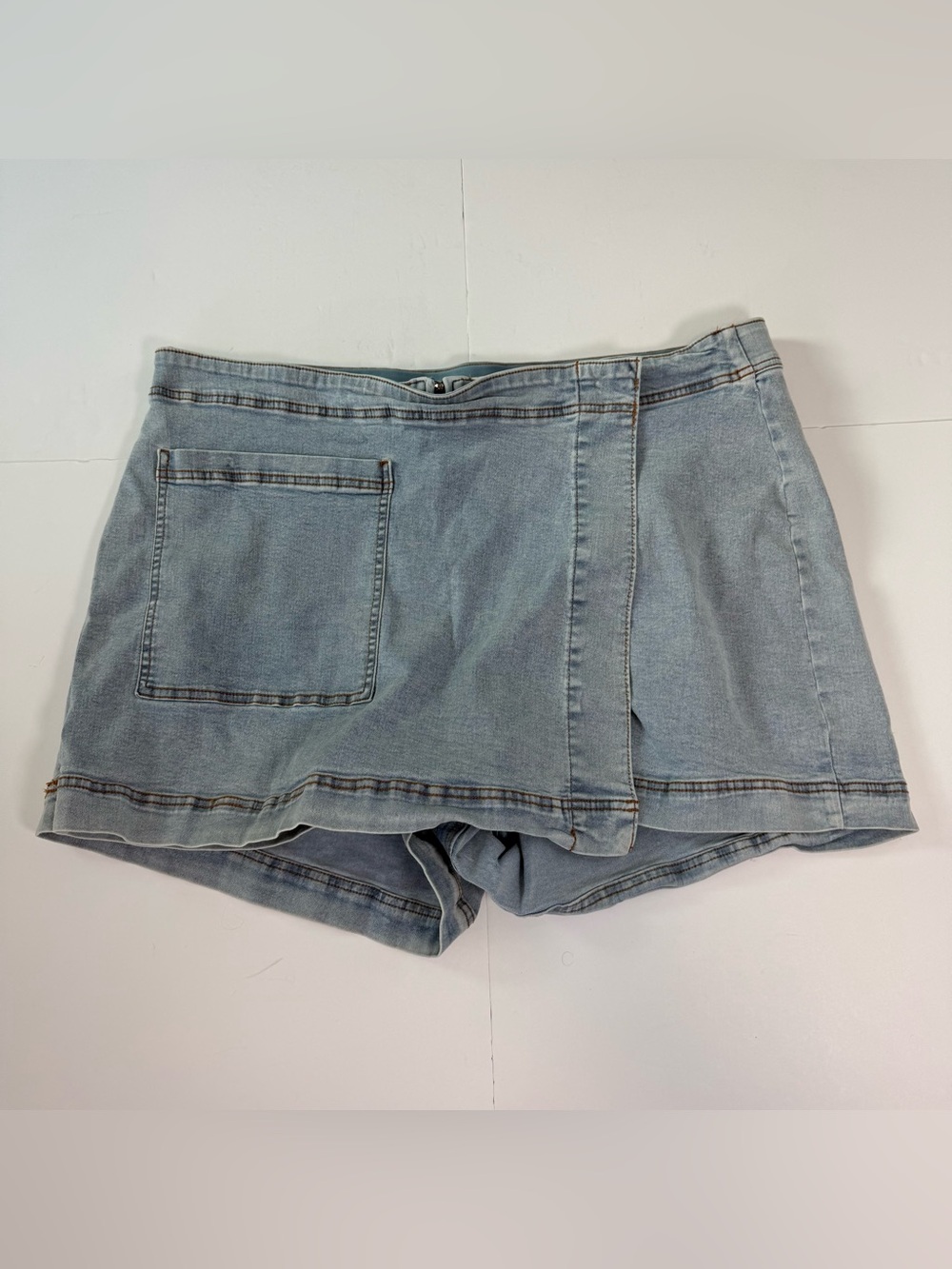 Ava & Viv Plus Light Blue Denim Skort Shorts